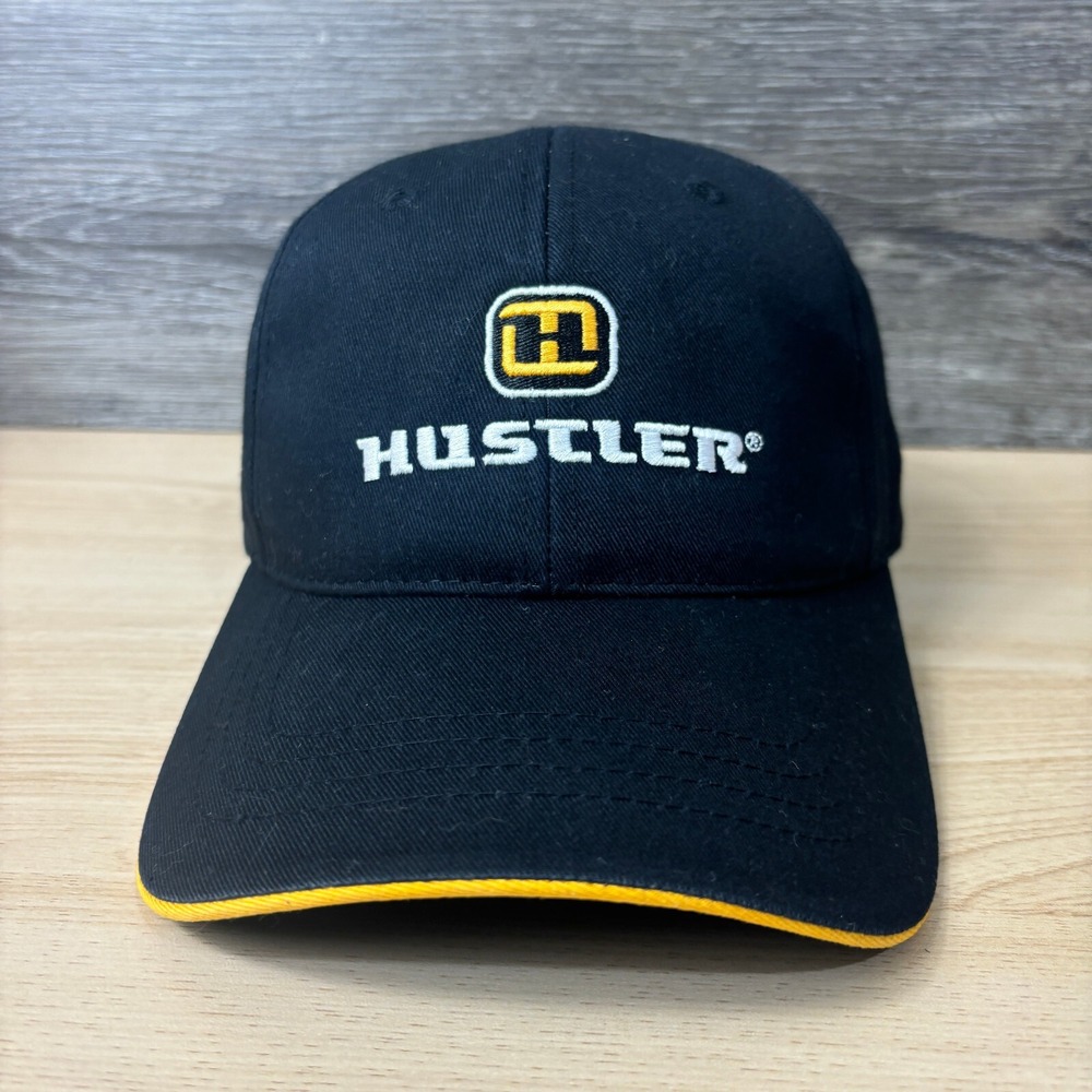 Hustler‎ Hat Cap Strap Back Black Mower Mowing Adjustable